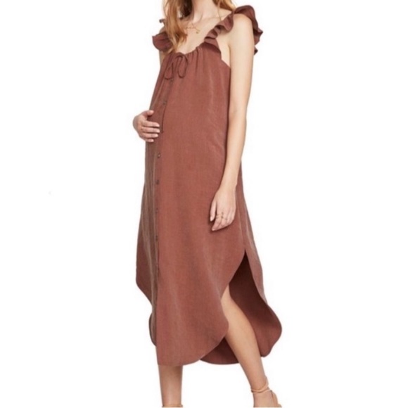 Hatch Dresses Hatch The Jenna Maternity Linen Blend Dress In Anise Poshmark